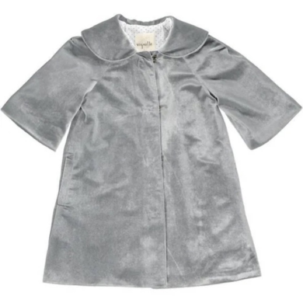 NEW Vignette Jane Gray Silver Velvet Coat with Peter Pan Collar
